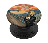 La Parodia del Grito con el Gato Divertido Arte Surrealista PopSockets PopGrip Adhesivo