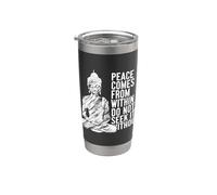 La paz viene del interior: no la busques sin cita de Buda Vaso térmico de acero inoxidable de doble pared