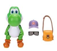 La película Super Mario Galaxy - Serie de Figuras de 13 cm - Figura de Yoshi con Accesorios Gorra, Gafas de Sol y Bandolera