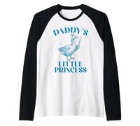 La pequeña Princesa con Corona de Ganso de papá y su Linda Hija Camiseta Manga Raglan