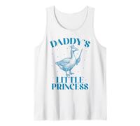 La pequeña Princesa con Corona de Ganso de papá y su Linda Hija Camiseta sin Mangas