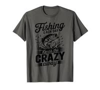 La Pesca Cada día Mantiene el Pescador Loco lejos Bass Fisherman Camiseta