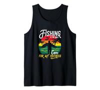 La Pesca es Solo Cura para mi Angustia Puesta del Sol Retro Angler Camiseta sin Mangas