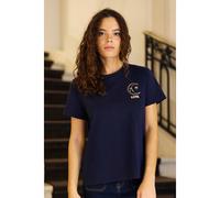 LA PETITE ETOILE Camiseta con estampado de luna en la parte delantera y trasera, TOON. Color azul marino