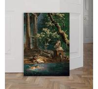La piscina de Hubert Robert. Lámina de pintura de ruinas romanas. Lámina de arte clásico. Póster. Impresión artística impresionista para pared. Decoración (50x75cm).