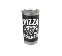 La pizza es mi alma gemela amante de la comida divertida Vaso térmico de acero inoxidable de doble pared