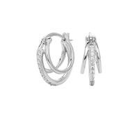 La plata de ley sigue siendo una línea de tres anillos con incrustaciones de aretes de circonio. Joyas de diseño simple y versátil para mujer, Metal