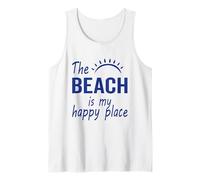 La playa es mi lugar feliz Crucero Vacaciones familiares de verano Camiseta sin Mangas