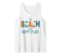 La playa es mi lugar feliz Crucero Vacaciones familiares de verano Camiseta sin Mangas