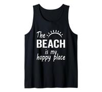 La playa es mi lugar feliz Crucero Vacaciones familiares de verano Camiseta sin Mangas