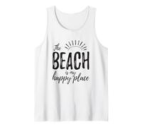 La playa es mi lugar feliz Crucero Vacaciones familiares de verano Camiseta sin Mangas