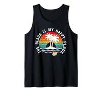 La playa es mi lugar feliz Crucero Vacaciones familiares de verano Camiseta sin Mangas
