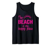 La playa es mi lugar feliz Crucero Vacaciones familiares de verano Camiseta sin Mangas