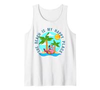 La playa es mi lugar feliz Crucero Vacaciones familiares de verano Camiseta sin Mangas