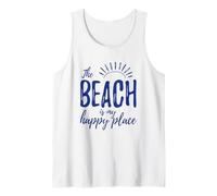 La playa es mi lugar feliz Crucero Vacaciones familiares de verano Camiseta sin Mangas