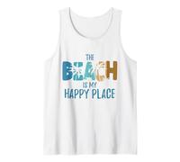 La playa es mi lugar feliz Crucero Vacaciones familiares de verano Camiseta sin Mangas