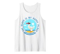 La playa es mi lugar feliz Crucero Vacaciones familiares de verano Camiseta sin Mangas
