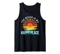 La playa es mi lugar feliz Crucero Vacaciones familiares de verano Camiseta sin Mangas