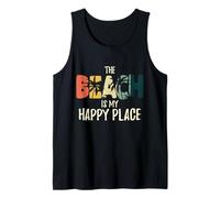 La playa es mi lugar feliz Crucero Vacaciones familiares de verano Camiseta sin Mangas