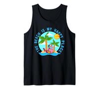 La playa es mi lugar feliz Crucero Vacaciones familiares de verano Camiseta sin Mangas