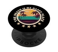 La playa es mi lugar feliz Crucero Vacaciones familiares de verano PopSockets PopGrip Adhesivo