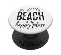 La playa es mi lugar feliz Crucero Vacaciones familiares de verano PopSockets PopGrip Adhesivo