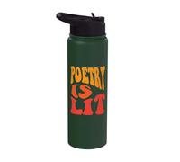 La poesía está encendida Cita divertida Poetas Escritores Amantes de la literatura Stainless Steel Insulated Water Bottle