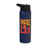 La poesía está encendida Cita divertida Poetas Escritores Amantes de la literatura Stainless Steel Insulated Water Bottle