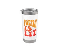 La poesía está encendida Cita divertida Poetas Escritores Amantes de la literatura Vaso térmico de acero inoxidable de doble pared