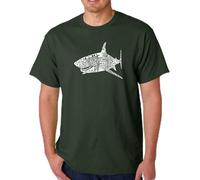 LA POP ART - Camiseta de manga corta para hombre, diseño con texto en inglés "Species of Shark" - Verde - 4X-Large