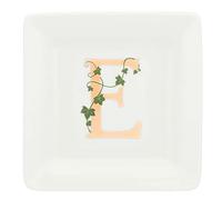 La Porcelana Blanca - Plato cuadrado con letra E - Decoración del hogar, cocina - Línea Adorado - Idea de regalo - Porcelana - 10 x 10 x 1,5 cm