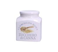 La porcelana blanca - Tarro de porcelana Deco Azúcar de caña en Gift Box - Conserva, tarros y contenedores - Tarros de cocina - Porcelana - 1100 CC; 11,5 x 11,5 x 14,5 cm
