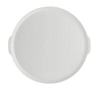 la Porcellana Arezzo - Plato para Tartas cm 34,5 W/Asas, Color Blanco
