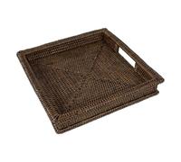LA PORCELLANA BIANCA - Botanio - Bandeja cuadrada marrón 30 x 30 x 5 cm, ratán