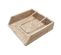 LA PORCELLANA BIANCA - Botanio blanco servilletero 22 x 22 x 6 cm, ratán