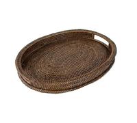 LA PORCELLANA Bianca - Botanio Marrón Bandeja Ovalada 45x35x5 cm, Ratán
