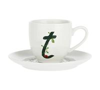 La Porcellana Bianca - Taza de café con platillo letra 'T' en caja de regalo - Solotua - Decoración del hogar, té, café y desayuno - Porcelana - 90 cc
