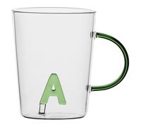 LA PORCELLANA BIANCA - Taza Letra 'A' de cristal borosilicato, capacidad 400 cc, colección Alalettera