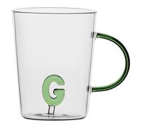 LA PORCELLANA BIANCA - Taza Letra 'G' de cristal borosilicato, capacidad 400 cc, colección Alalettera