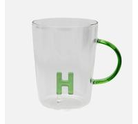 LA PORCELLANA BIANCA - Taza Letra H de cristal borosilicato, capacidad 400 cc, colección Alalettera