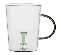 LA PORCELLANA BIANCA - Taza Letra 'I' de cristal borosilicato, capacidad 400 cc, colección Alalettera