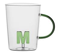 LA PORCELLANA BIANCA - Taza Letra 'M' de cristal borosilicato, capacidad 400 cc, colección Alalettera