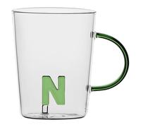 LA PORCELLANA BIANCA - Taza Letra 'N' de cristal borosilicato, capacidad 400 cc, colección Alalettera