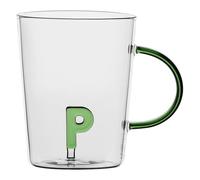 LA PORCELLANA BIANCA - Taza Letra 'P' de cristal borosilicato, capacidad 400 cc, colección Alalettera