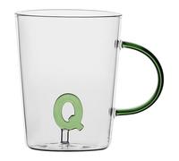 LA PORCELLANA BIANCA - Taza Letra Q de cristal borosilicato, capacidad 400 cc, colección Alalettera