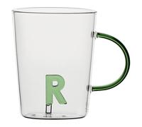 LA PORCELLANA BIANCA - Taza Letra 'R' de cristal borosilicato, capacidad 400 cc, colección Alalettera
