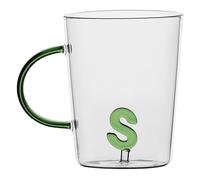 LA PORCELLANA BIANCA - Taza Letra 'S' de cristal borosilicato, capacidad 400 cc, colección Alalettera