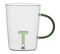 LA PORCELLANA BIANCA - Taza Letra 'T' de cristal borosilicato, capacidad 400 cc, colección Alalettera