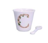 La Porcellana Bianca - Vaso con Letra C con Cuchara - Decoración Casa, Cocina - Línea Única - Idea de Regalo - Porcelana - 75 CC; Ø 6,7; h6 cm