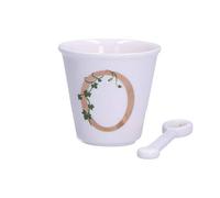 La Porcellana Bianca - Vaso con Letra O con Cuchara - Decoración Casa, Cocina - Línea Única - Idea de Regalo - Porcelana - 75 CC; Ø 6,7; h6 cm